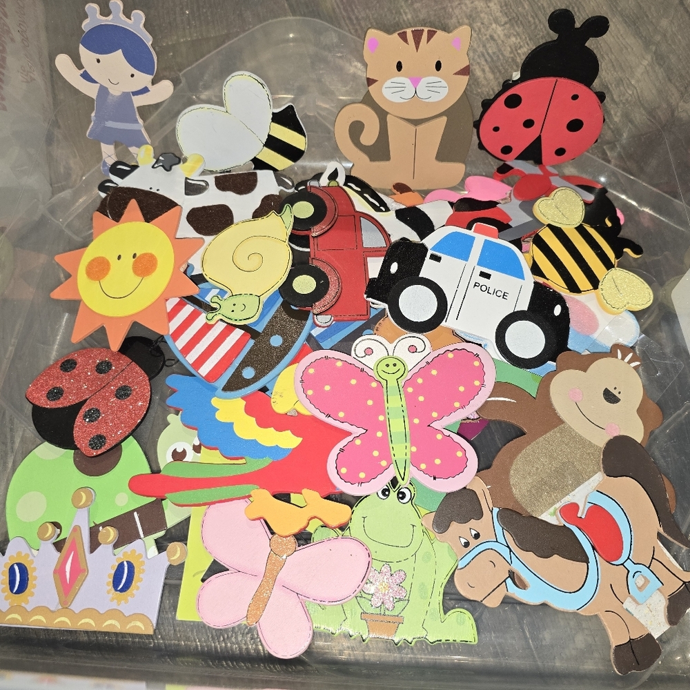 Colorful Animal and Vehicle Wooden Cutouts Variety